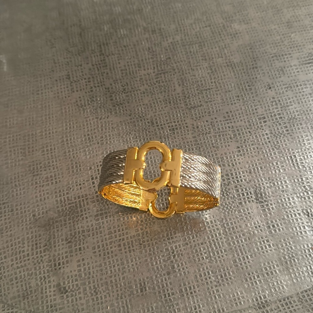 Gold silver plated braided bangle bracelet 2/14 inches wide